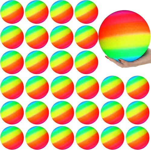 Vista 9 de Macarrie 30 piezas pelotas de juegos 6 pulgadas, pelotas de esquivar, pelotas de patada para niños y adultos, pelotas inflables coloridas, pelotas