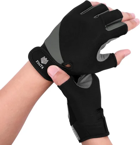 Vista 2 de FitsT4 Sports Guantes de medio dedo con palma acolchada para buceo, vela, moto acuática, paddle surf, kayak y esquí acuático, adecuado para hombres