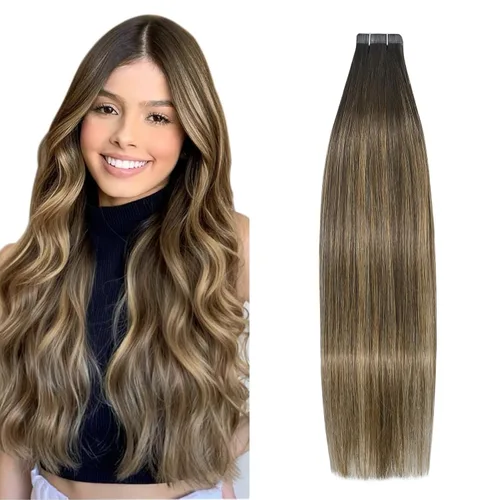 Vista 19 de Extensiones de cabello humano real color negro azabache, extensiones de cabello humano 100% Remy, sedosas y lacias, para mujeres, 20 unidades por