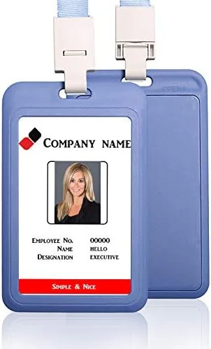Vista 12 de Estuche protector de plástico vertical negro duro con ventana transparente con cordón desmontable para tarjetas de identificación de oficina
