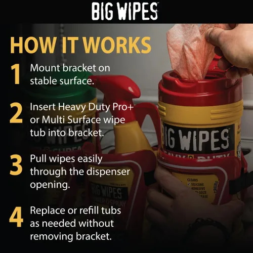 Vista 13 de BIG WIPES Recipiente multisuperficie resistente, paños de limpieza súper absorbentes para manos, superficies y herramientas, recipiente de 80