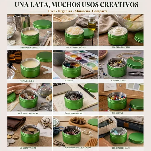 Vista 6 de Latas de aluminio con tapa de rosca verde de 4 oz (4.1 fl oz) con etiquetas