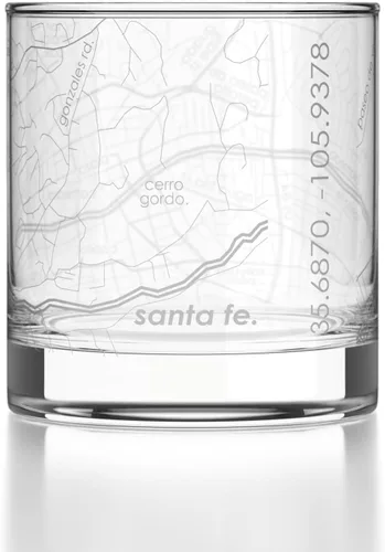 Vista 121 de Well Told Vaso de rocas grabado con mapa de Akron, Ohio, cristalería estilo antiguo (325ml, transparente) Vaso de bourbon grabado, regalos