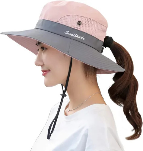 Vista 17 de Muryobao - Gorro de pesca para mujer, protección UV, plegable, con borde ancho