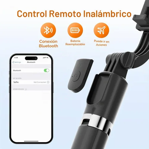 Vista 3 de Trípode para selfie stick de 67 pulgadas, trípode portátil para teléfono celular con control remoto inalámbrico, soporte de viaje extensible