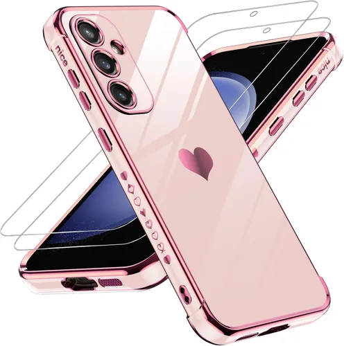 Vista 146 de LeYi Funda para Motorola-G 2025: Love Heart Plating Luxury, Negro