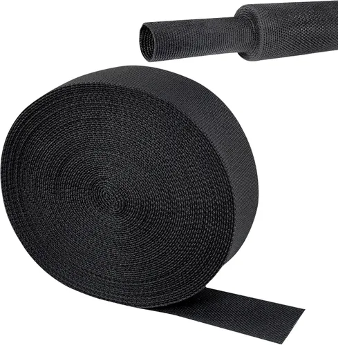 Vista 26 de Tubo de tela trenzada termorretráctil 2 en 1, ajuste ideal para manguera/cable/alambre de forma irregular (1-1/8 pulgadas, 14 pies)