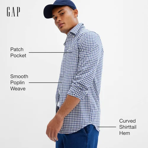 Vista 2 de Gap Camisa de manga larga con botones y popelina elástica para hombre
