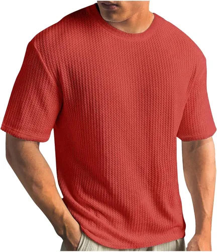 Vista 12 de Kint - Camiseta de manga corta para hombre, de verano, con cuello redondo, casual, color liso, ajuste relajado, camiseta de entrenamiento atlético
