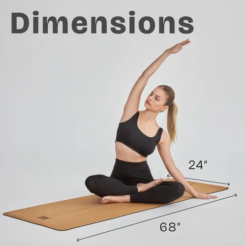 Vista 4 de LunaYena - Tapete de yoga de corcho, respetuoso con el medio ambiente, corcho natural antideslizante y base de goma no tóxica para mujeres