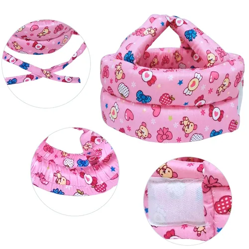 Vista 6 de IULONEE Casco ajustable para bebé, para bebé, para correr, caminar, gatear, casco para niños (caramelo rosa)