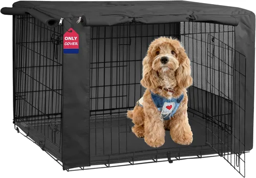 Vista 32 de HiCaptain Funda para Jaula de Perro 24.0" L x 18.0" A x 20.0" Al con Malla Transpirable, Funda para Perrera Duradera Heavy Duty, Paneles con Doble