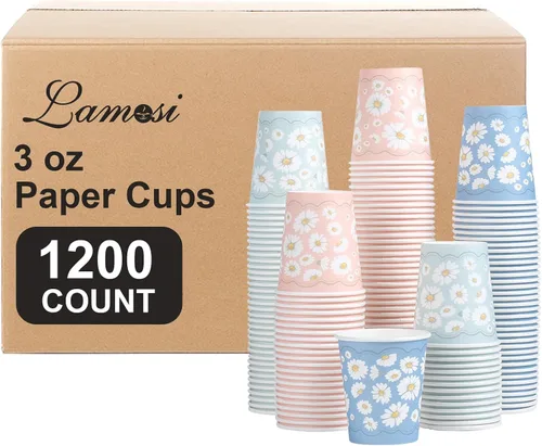 Vista 9 de Lamosi Paquete de 300 tazas de baño de 3 onzas, vasos de papel de 3 onzas, taza de enjuague bucal, mini taza de papel para fiestas, pícnics