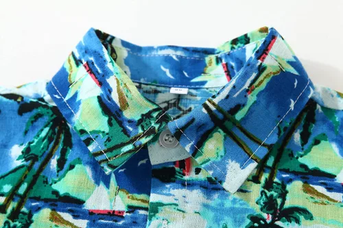 Vista 3 de Camisas hawaianas de manga corta con estampado de dibujos animados y botones para niños
