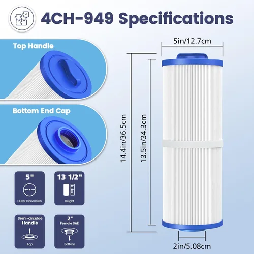 Vista 4 de Filtro de spa 4CH-949 para Unicel Pleatco PWW50L Filbur FC-0172 FD2007