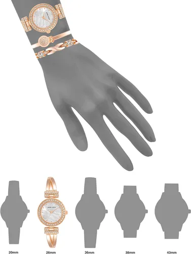 Vista 4 de Anne Klein - Juego de reloj tipo pulsera para mujer con detalles de cristal de primera calidad y brazalete