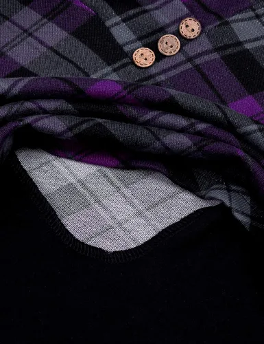 Vista 4 de QUINEE sudadera con capucha para mujer de manga larga a cuadros, bloque