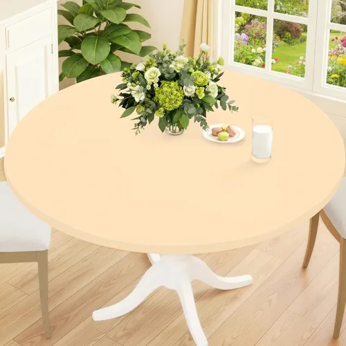Vista 23 de Smiry Mantel Redondo de Spandex, Manteles Elásticos Ajustados Lavables para Mesas de 18"-24", Cubierta de Mesa de Pícnic Elástica Impermeable