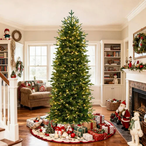 Vista 13 de Hykolity Árbol de Navidad flocado delgado preiluminado de 7.5 pies con 240 Doble color flocado