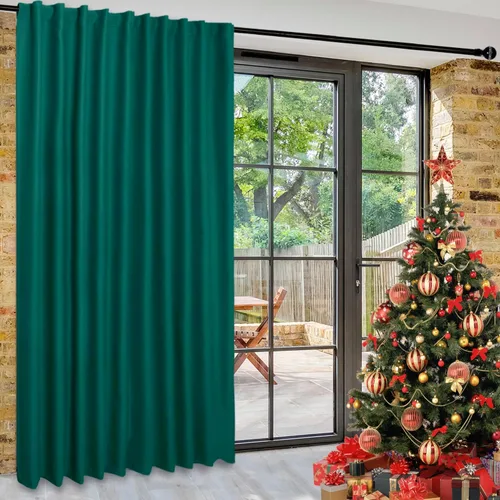 Vista 29 de DWCN Cortina opaca divisora de privacidad para puerta corrediza de patio, cortinas térmicas extra anchas con pestaña trasera y bolsillo para barra
