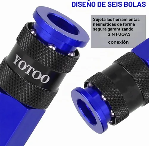 Vista 4 de YOTOO Kit de Acoplador de Aire Universal y Enchufe Industrial, 15 Piezas de Accesorios de Manguera de Aire de Conexión Rápida de Aluminio Duraderos
