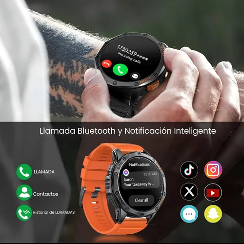 Vista 3 de Relojes inteligentes militares con GPS integrado, más de 170 modos deportivos para hombres con linterna, reloj inteligente para teléfonos Android