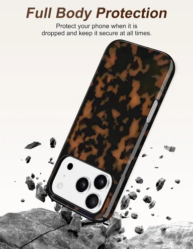 Vista 363 de Jusy Funda compatible con MagSafe con estampado de caparazón de tortuga marrón para iPhone 7/8/SE, cubierta protectora de TPU suave magnética