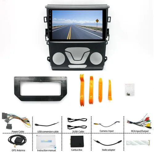 Vista 7 de Android 13.0 Doble DIN estéreo para coche para Ford Fusion 2013-2016 9 pulgadas HD pantalla táctil audio multimedia receptor con Carplay Android