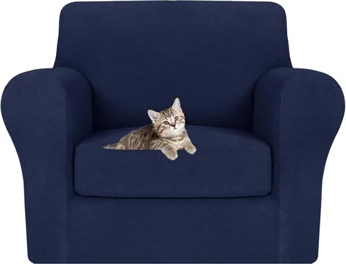 Vista 14 de MAXIJIN 2 piezas de fundas para silla con brazos, funda para silla de sofá para sala de estar, funda elástica para perros para una silla con 1 cojín