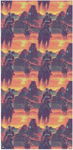 Vista 7 de Door Covers Decorations - Cyber Retro Western Cowboy Print Summer Spring Door Banners for Front, Winter Fall Sign Cover Banner Hanging Backdrop