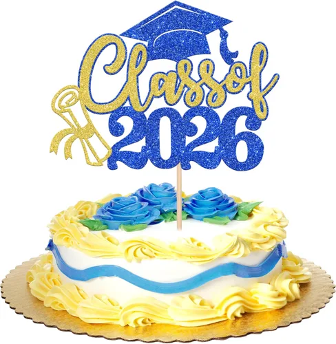 Vista 4 de 1 pieza de decoración para pastel de graduación 2026 con tapa de graduación con purpurina, diploma de tacón alto para niña, selección de pastel