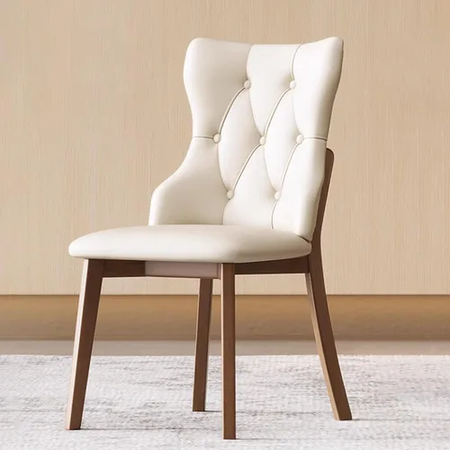 Vista 17 de Juego de sillas de comedor, sillas rústicas de cocina, silla de comedor tapizada con cojín grueso, silla de sala de estar con marco de madera beige