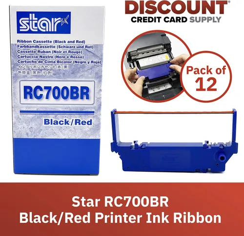 Vista 2 de Star RC700BR - Cartucho de cinta de tinta de impresora negro/rojo para transacciones de punto de venta (paquete de 12)