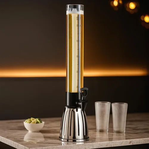 Vista 3 de OGGI Beer Tower - Dispensador de bebidas de 88 onzas con espita y tubo de hielo, torre Margarita, torre Mimosa, dispensadores de bebidas perfectos