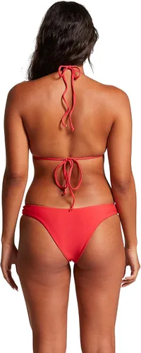 Vista 2 de Volcom Top de bikini de triángulo simple sin costuras estándar para mujer, Rojo True