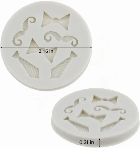 Vista 2 de Luckycivia - Juego de 4 pajaritas para barba, molde de fondant de chocolate con caramelo, molde de silicona para pastel (gris)