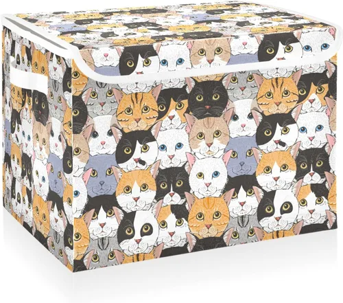 Vista 17 de CaTaKu Contenedores grandes de tela con tapas, cajas de almacenamiento de bastones de caramelo de Navidad con asas para organizar la ropa, cubos