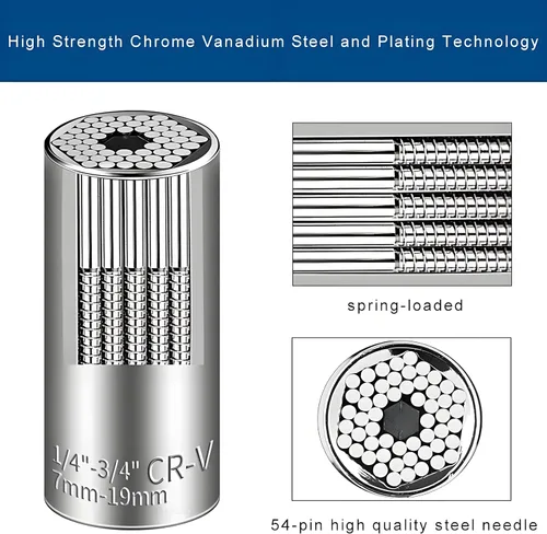 Vista 4 de [2PCS] Llave de vaso universal súper para estándar 1/4'' - 3/4'', 7mm-19mm métrico, llave de vaso ajustable multifunción con llave de trinquete, kit