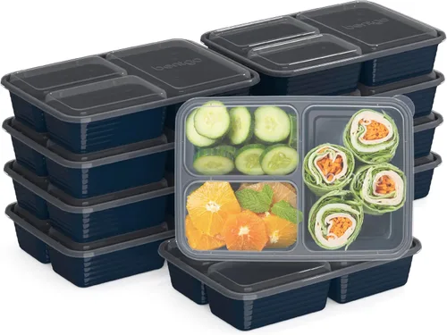 Vista 10 de Bentgo Prep - 20 piezas de contenedores reutilizables de 3 compartimentos para preparar comidas con tapas, materiales libres de PFAS y BPA