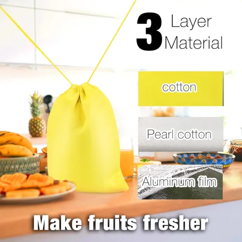 Vista 3 de Las bolsas amarillas de plátano evitan la maduración, bolsa de frescura de almacenamiento de plátanos, ligera, cómoda, lavable, duradera