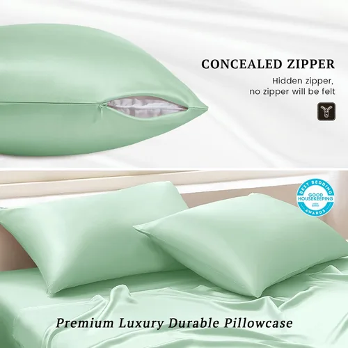 Vista 3 de THXSILK Funda de almohada de seda de morera 100% pura para cabello y piel, 22 momme, 1 paquete de fundas de almohada de seda con cierre