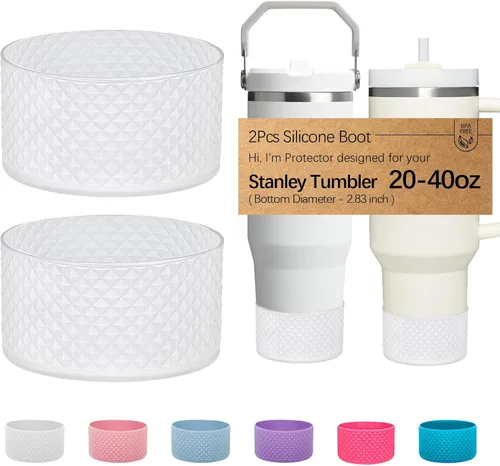 Vista 35 de WK IEASON 2 Piezas Protector de Base Tipo Bota para Vaso Stanley Quencher Adventure 40oz y Stanley IceFlow 20oz 30oz y Compatible con Botella de 3D
