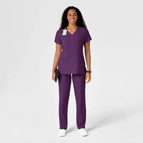 Vista 3 de Pantalón quirúrgico con cordón para mujer, berenjena, talla 3X T, Berenjena