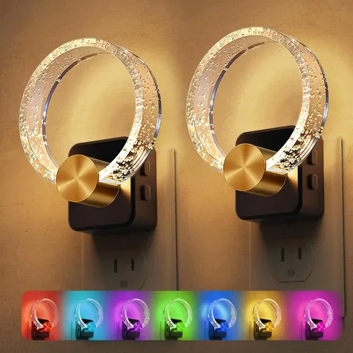 Vista 10 de L LOHAS LED - Luces nocturnas enchufables en la pared, temperatura de color ajustable 3000K/4000K/5000K, luz nocturna de burbujas con sensor