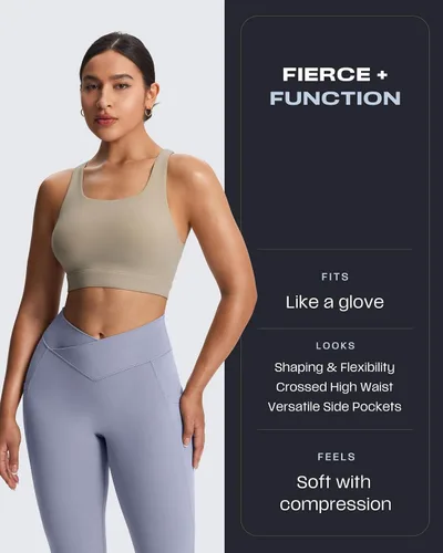 Vista 87 de Aoxjox Trinity - Pantalones de yoga de cintura alta con bolsillos para mujer, control de abdomen, cintura cruzada, leggings de entrenamiento suaves