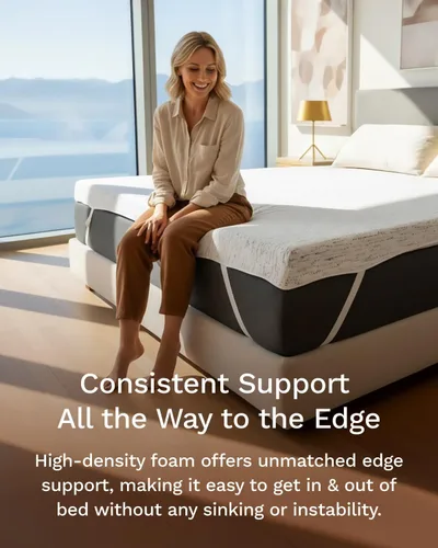 Vista 6 de ViscoSoft Cubrecolchón de espuma viscoelástica de 5,1 cm, seleccionado con alta densidad y ventilación, para cama individual - Funda de rayón