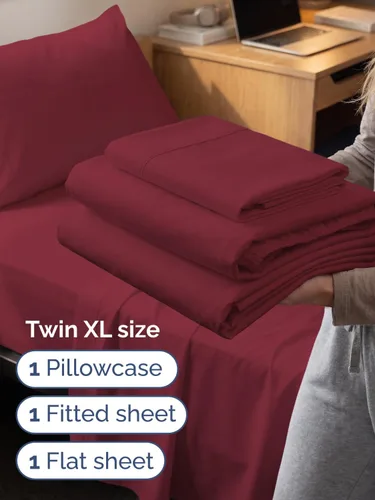 Vista 604 de Extra Deep Twin XL Sheet Set - 3 Piece College Dorm Room - White 01-Blanco