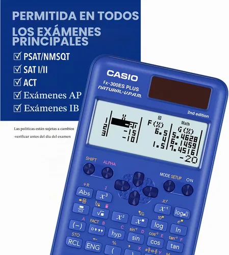 Vista 2 de Casio fx-300ES Plus 2ª Edición – Calculadora científica estándar 262 funciones, pantalla Natural Textbook Display℠ Ideal para matemáticas de Azul