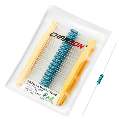 Vista 31 de Chanzon 100pcs 1/2W (0.5W) 1 Ω ohmios Resistencia fija de película metálica 0.01 ±1% Tolerancia 1R MF Orificio pasante Resistencias limitadoras