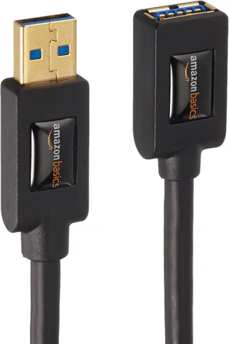 Vista 3 de Amazon Basics Paquete de 2 cables de extensión USB 3.0, transferencia rápida de datos de 4.8 Gbps, USB-A macho a hembra, conectores chapados en oro